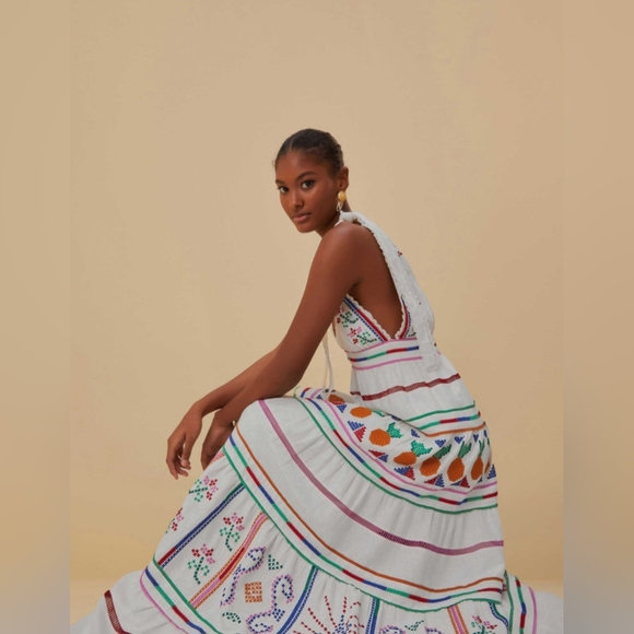 NWT FARM RIO Off-white Embroidered Maxi Dress Small $375 - Picture 7 of 12